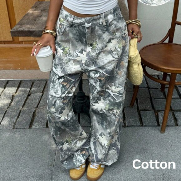 Multicolor Casual Women's Streetwear Camo Jeans - Picture 4 of 6